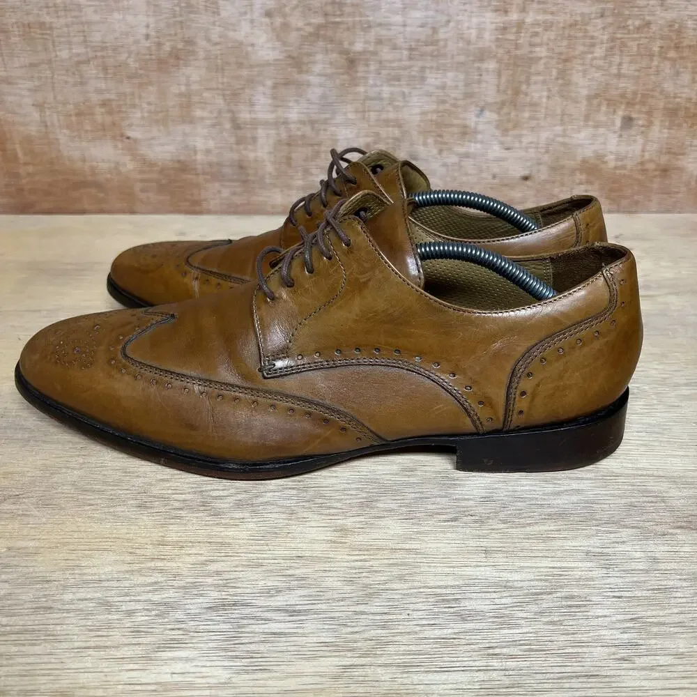 Cole Haan Wingtip Brogue Oxford Men Size 12 M Brown Leather Round Toe Low Shoes